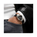 Hamilton, Ventura, Quartz Men's Watch Hamilton, Ventura with a 32.3mm and 50.3mm stainless steel triangular shaped case and a black leather strap featuring a black dial.