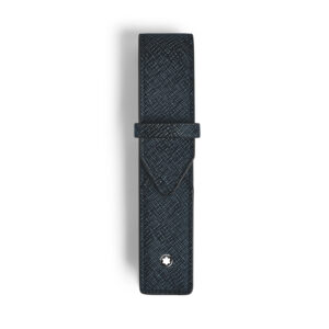 Montblanc, Envelope tweed blue pen pouch crafted in embossed sartorial leather with space to hold one writing instrument with envelope closure.