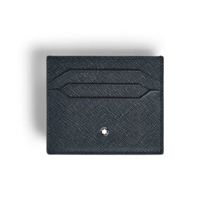 Montblanc, Sartorial card holder crafted in tweed blue leather with six dedicated card slots and two additional pockets.