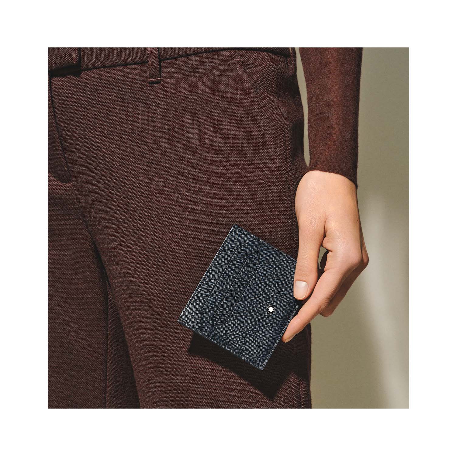 Montblanc, Sartorial Tweed Blue 6cc Card Holder Montblanc, Sartorial card holder crafted in tweed blue leather with six dedicated card slots and two additional pockets.