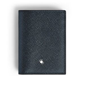 Montblanc, Sartorial wallet crafted in tweed blue leather with three dedicated credit card slots, a banknote compartment and two additional pockets.