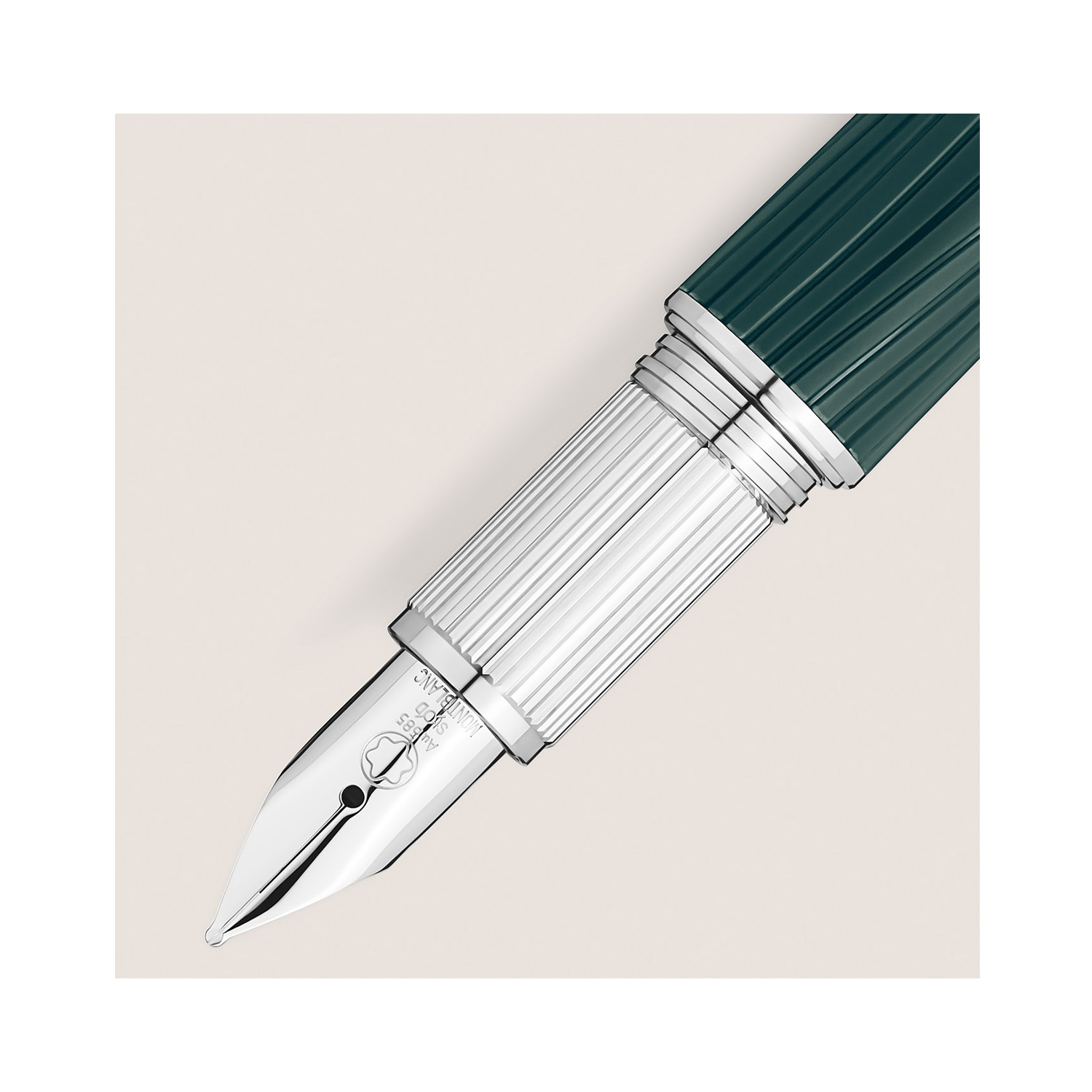 A Montblanc, StarWalker PolarGreen Fountain Pen crafted in green precious resin with platinum coated fittings, a hand-crafted Au 585 14ct gold, rhodium coated nib and a dome made from transparent resin with the Montblanc emblem that glows in low light.