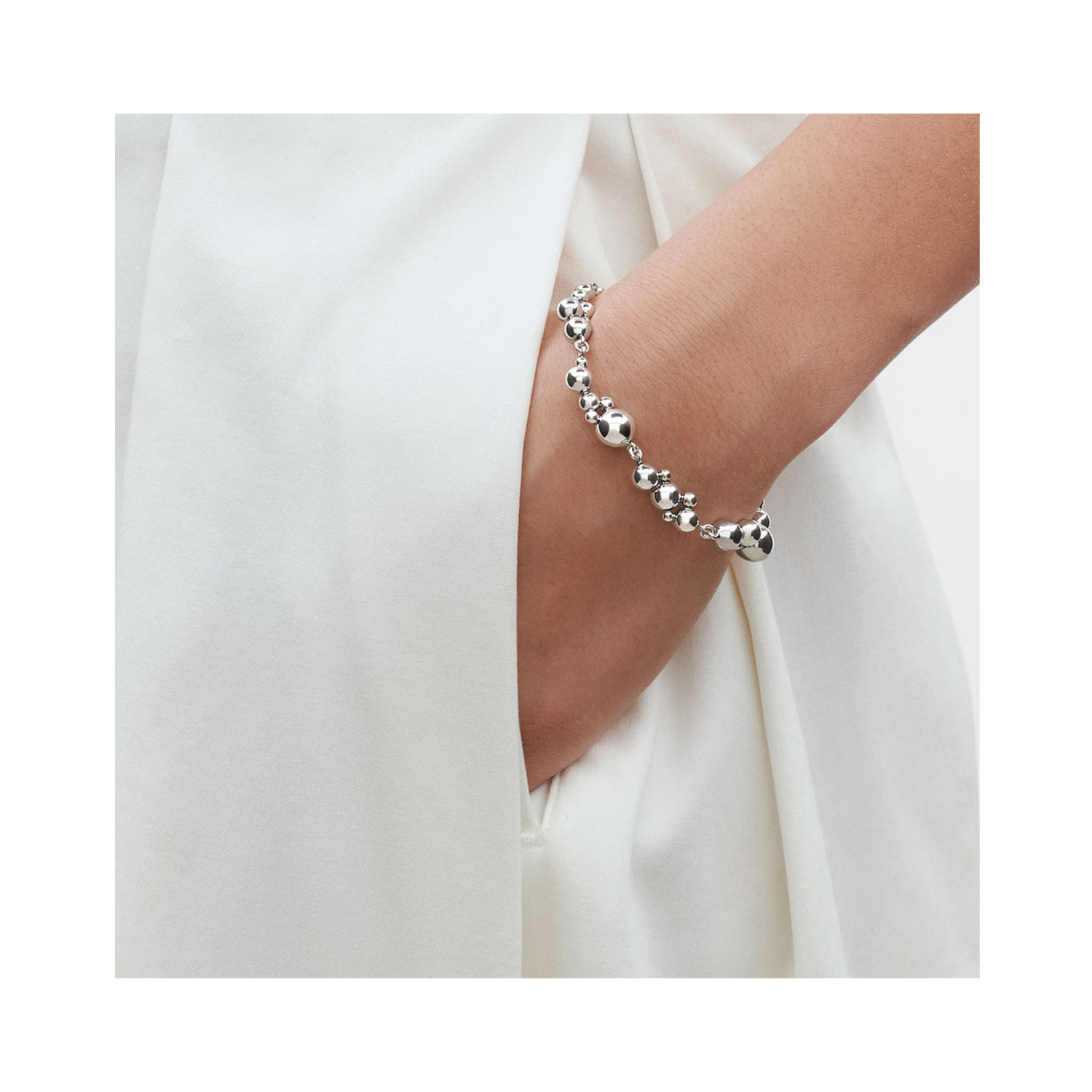 Georg Jensen, Sterling Silver Moonlight Grapes Bracelet: Size Small A sterling silver oxidised bead bracelet from Georg Jensen's Moonlight Grapes collection.