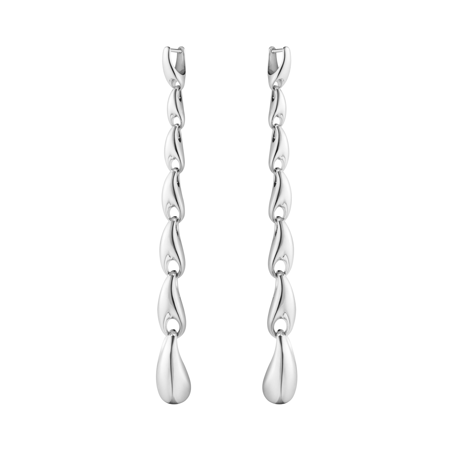 Georg Jensen, Sterling Silver Reflect Long Earrings A pair of sterling silver long drop earrings from Georg Jensen's Reflect collection, for pierced ears.