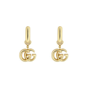 A pair of 18ct yellow gold, mini hoop earrings for pierced ears from Gucci's GG Running collection.
