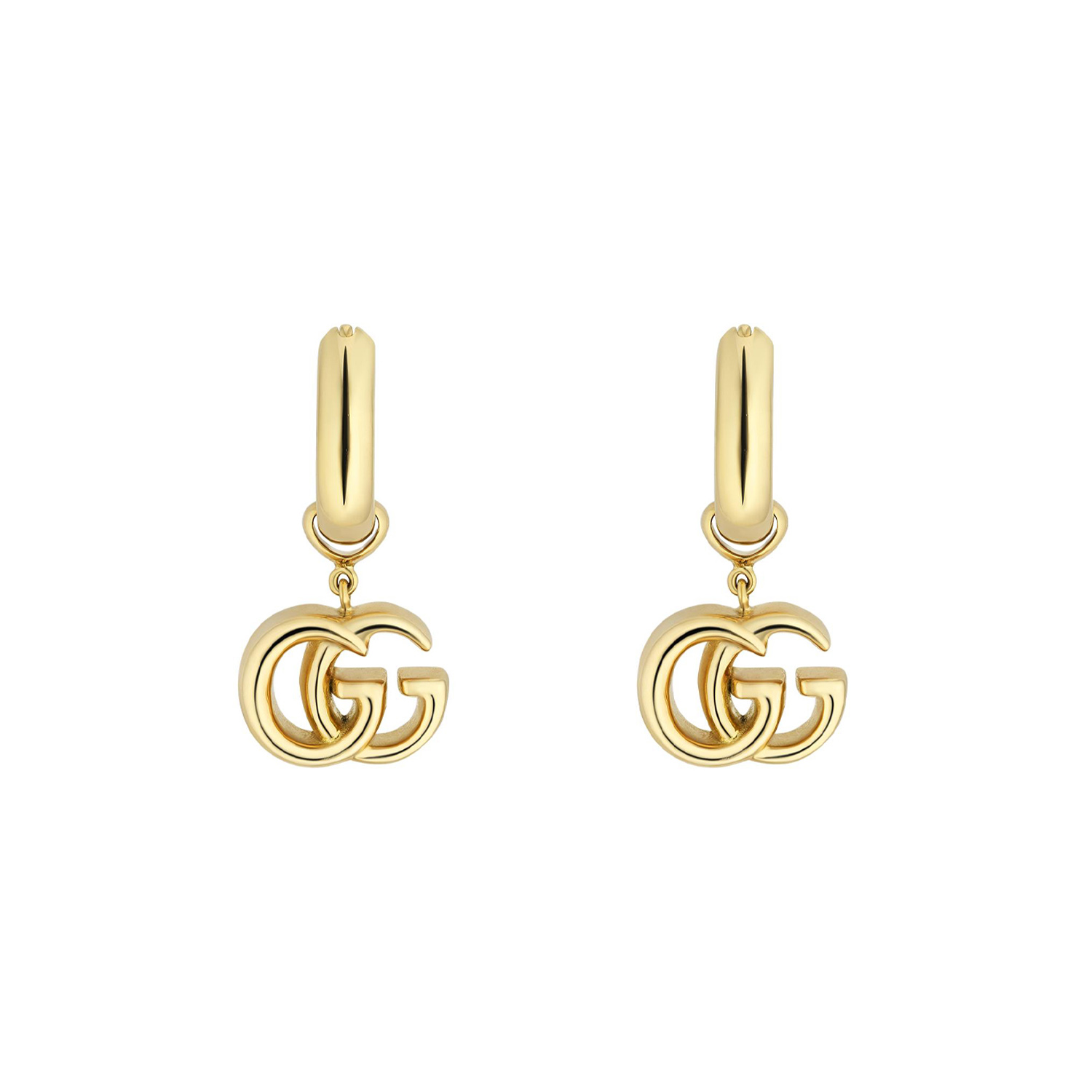 A pair of 18ct yellow gold, mini hoop earrings for pierced ears from Gucci's GG Running collection.
