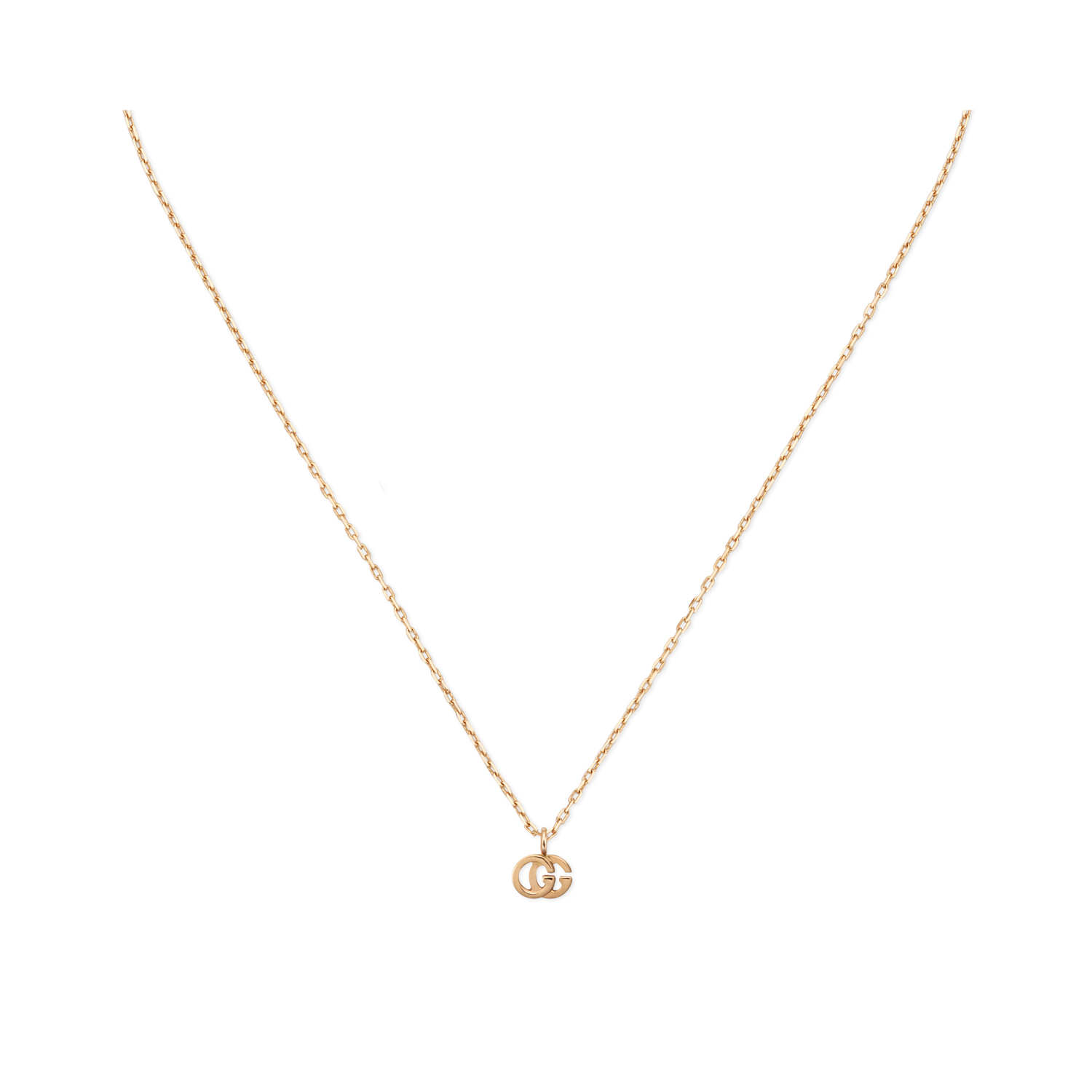 An 18ct rose gold necklace with pendant from Gucci's GG Running collection.