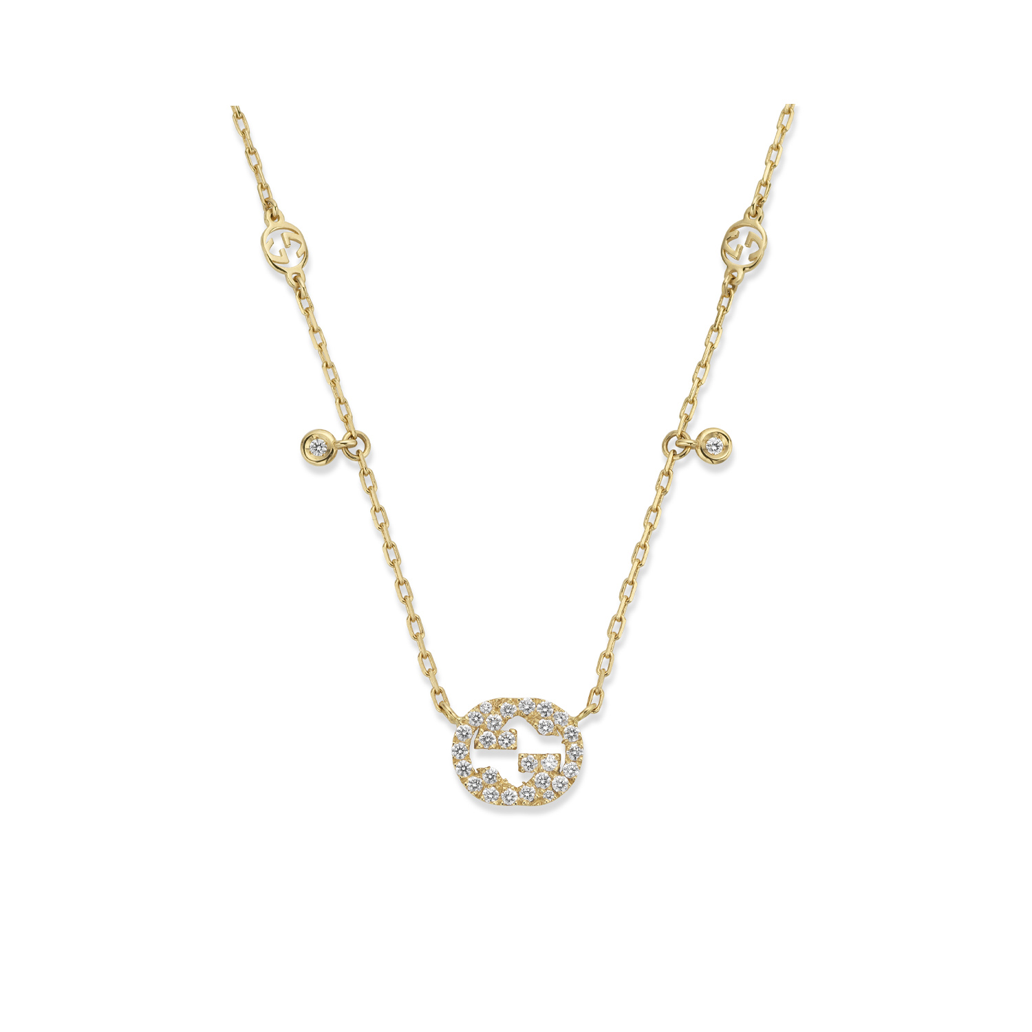 Gucci Interlocking, 18ct Yellow Gold Diamond Necklace: 0.27 carats An 18ct yellow gold, diamond set necklace from the Gucci Interlocking collection.