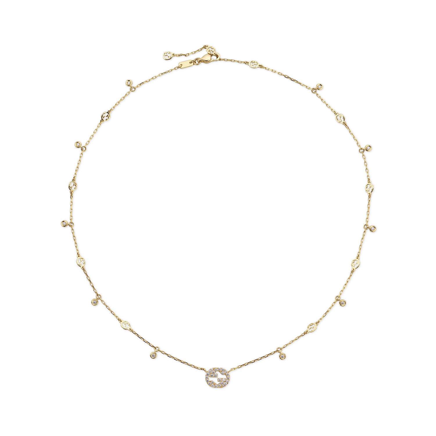 Gucci Interlocking, 18ct Yellow Gold Diamond Necklace: 0.27 carats An 18ct yellow gold, diamond set necklace from the Gucci Interlocking collection.