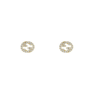 A pair of 18ct yellow gold, diamond set stud earrings for pierced ears from the Gucci Interlocking collection.