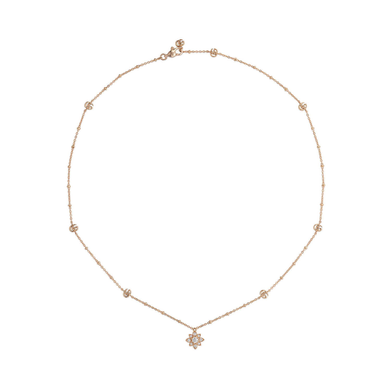 An 18ct rose gold, diamond set necklace from the Gucci Flora collection.