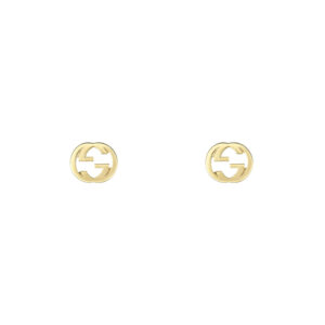 A pair of 18ct yellow gold stud earrings for pierced ears, from the Gucci Interlocking collection.