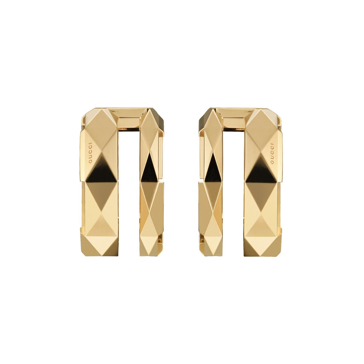 A pair of 18ct yellow gold hoop style earrings for pierced ears, from the Gucci Link to Love collection.