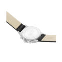 Mondaine, Neo Chronograph, Black Vegan Leather Strap, Quartz Men's Watch Mondaine, Neo with a 41mm stainless steel case and a black vegan grape leather strap featuring a chronograph, date function and a white dial.