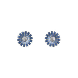 A pair of sterling silver and blue enamelled flower stud earrings, for pierced ears from Georg Jensen's Daisy Collection.