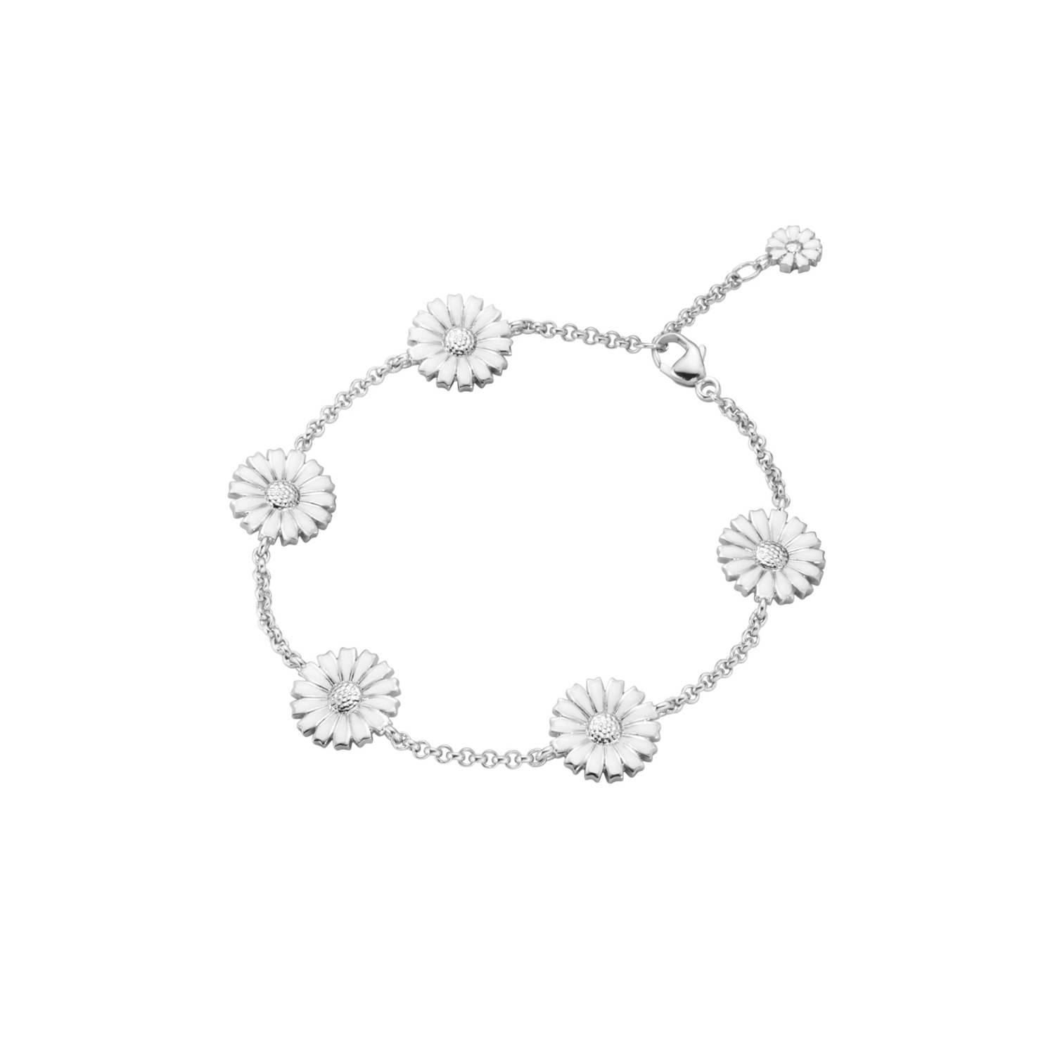 A sterling silver white enamelled flower bracelet from Georg Jensen’s Daisy collection.