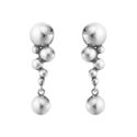 A pair of sterling silver drop earrings for piereced ears, from Georg Jensen's Moonlight Grapes collection.