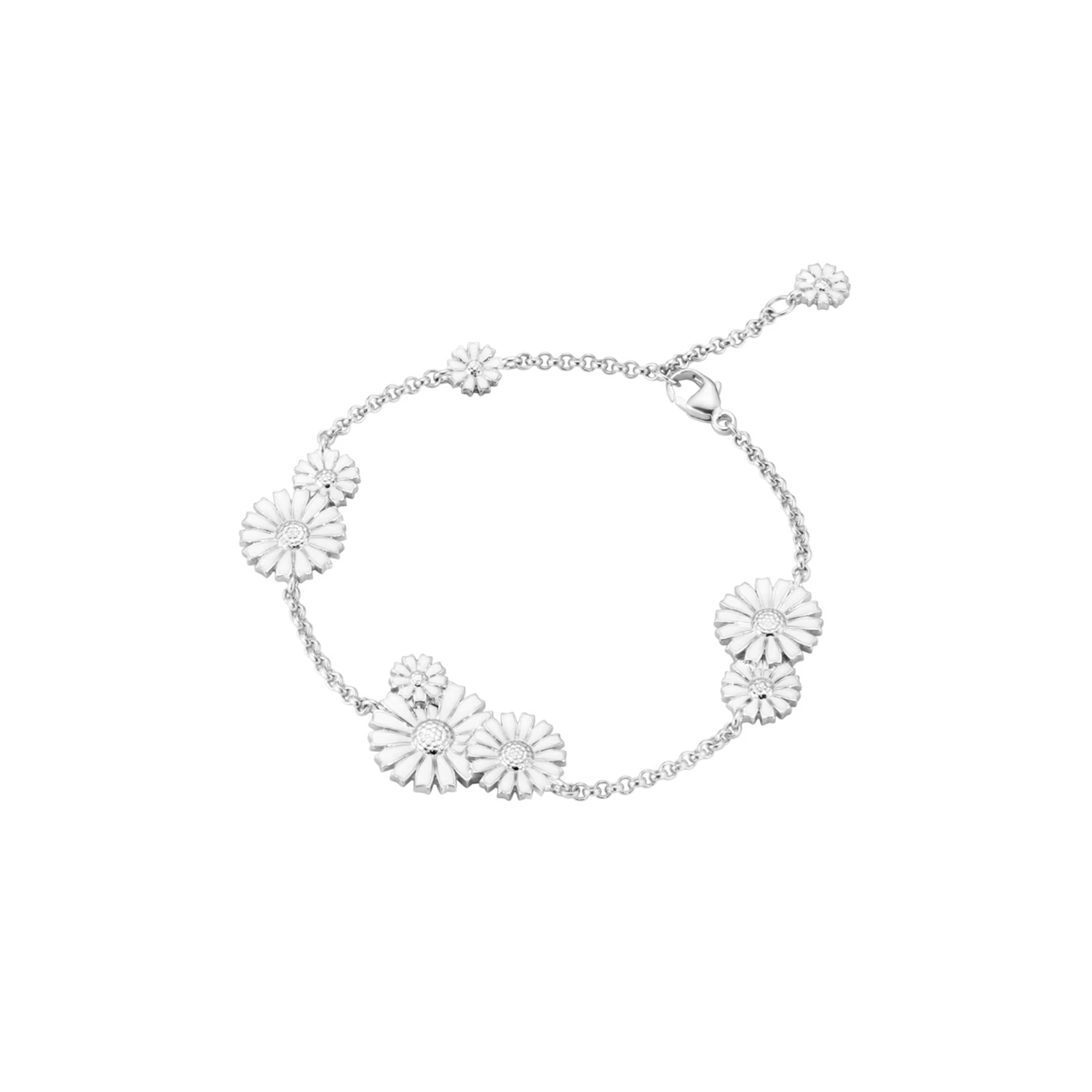 A sterling silver multiple layered, white enamelled flower bracelet from Georg Jensen's Daisy collection.