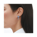 A pair of sterling silver blue enamelled earrings featuring two flowers, from Georg Jensen’s Daisy collection, for pierced ears.