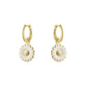 Georg Jensen, Gold-Plated Sterling Silver White Daisy Hoop Earrings A pair of gold-plated sterling silver white enamelled flower hoop earrings from Georg Jensen’s Daisy collection, for pierced ears.