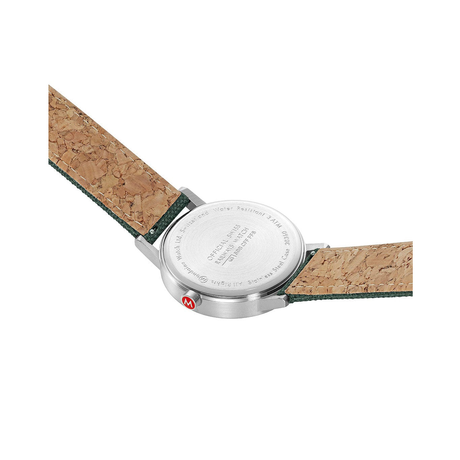 Mondaine, Classic Forest Green, Quartz Men's Watch Mondaine, Classic Forest Green with a 40mm stainless steel case and a green fabric strap featuring a green dial.