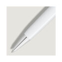A Montblanc, Meisterstück White Classique Ballpoint pen crafted from white precious resin featuring platinum-coated fittings with the Montblanc emblem on the cap top.