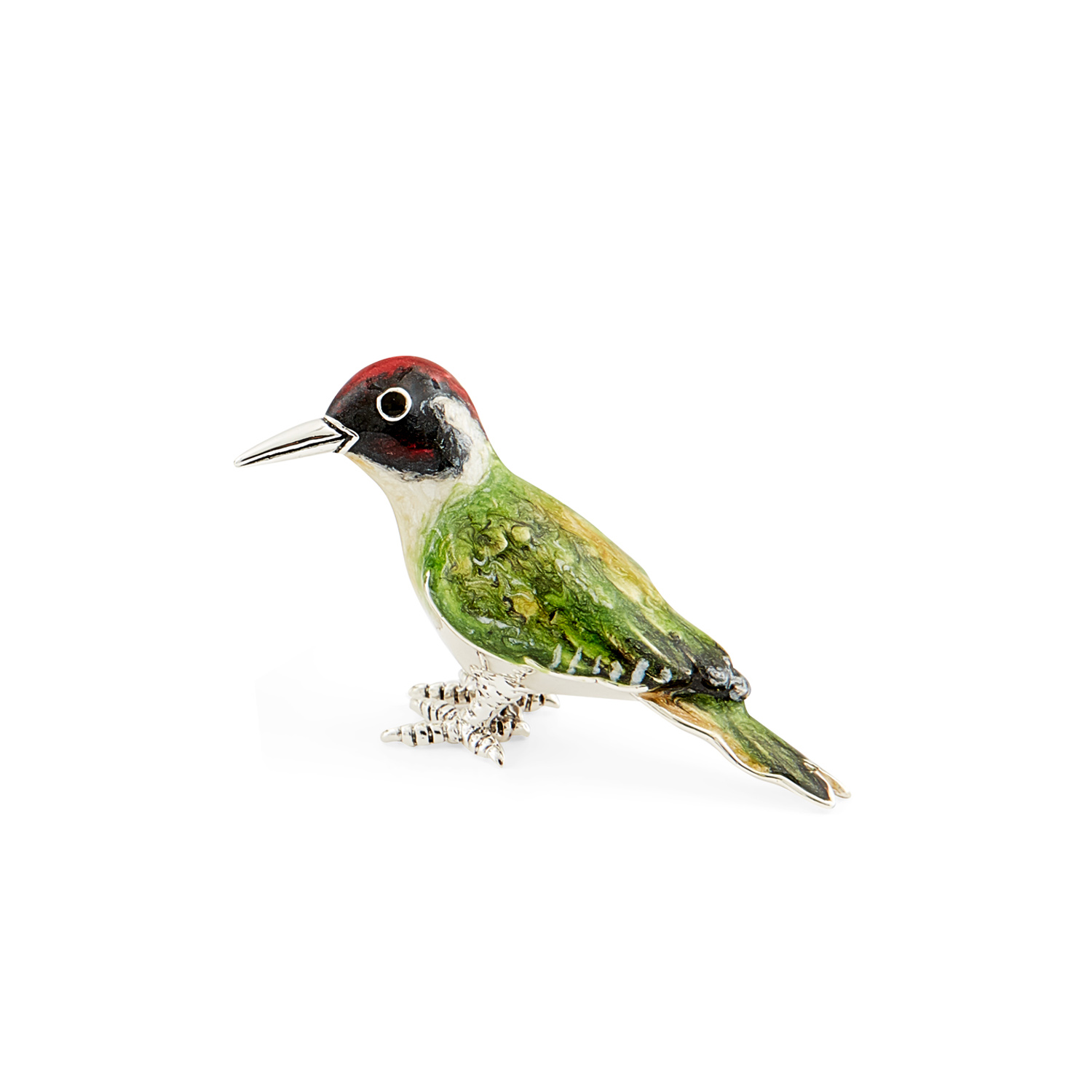 A sterling silver woodpecker figurine from Saturno by Francis Howard.