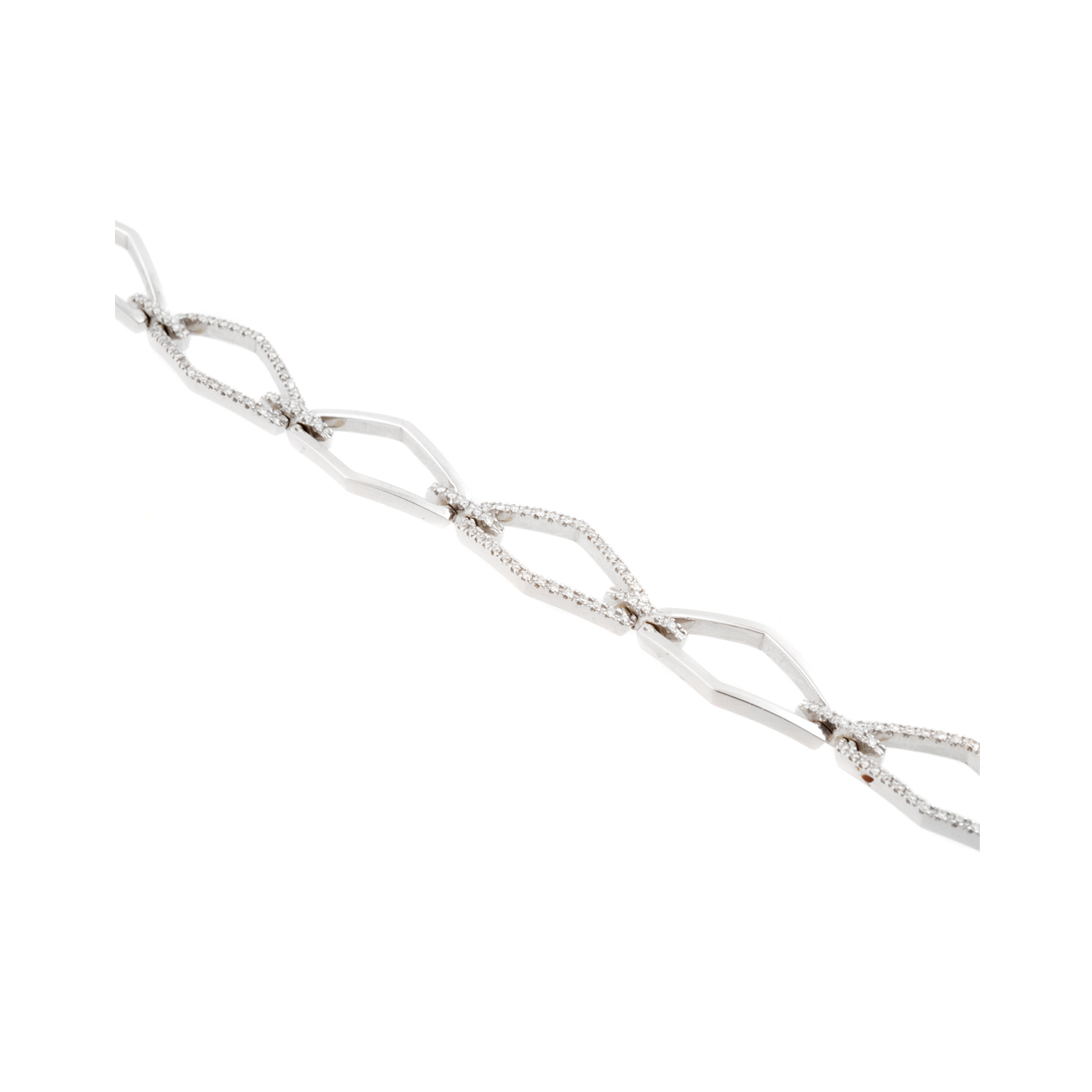 An 18ct white gold, diamond set fancy link bracelet.