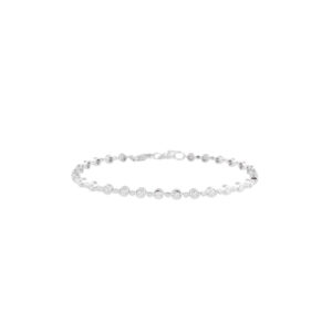 An 18ct white gold diamond bracelet containing round brilliant cut diamonds.