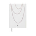 Montblanc, Fine Stationery #146 Pearl White Lined Notebook A Montblanc, Fine Stationery #146 pearl white lined notebook crafted in white Saffiano leather with printed detail featuring 96 sheets with an elegant pearl necklace design.