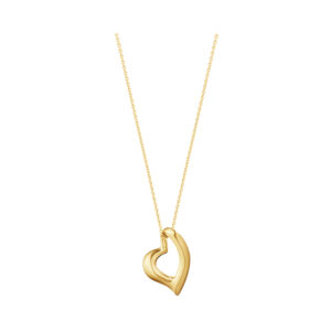 An 18ct yellow gold polished, curved heart pendant and chain from Georg Jensen's Hearts of Georg Jensen collection.