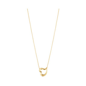 An 18ct yellow gold necklace with a leaf shaped love heart pendant from Georg Jensen's Heart's of Georg Jensen collection.