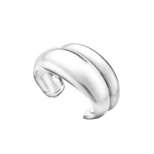 A medium sized, polished sterling silver bangle from Georg Jensen's Curve collection.