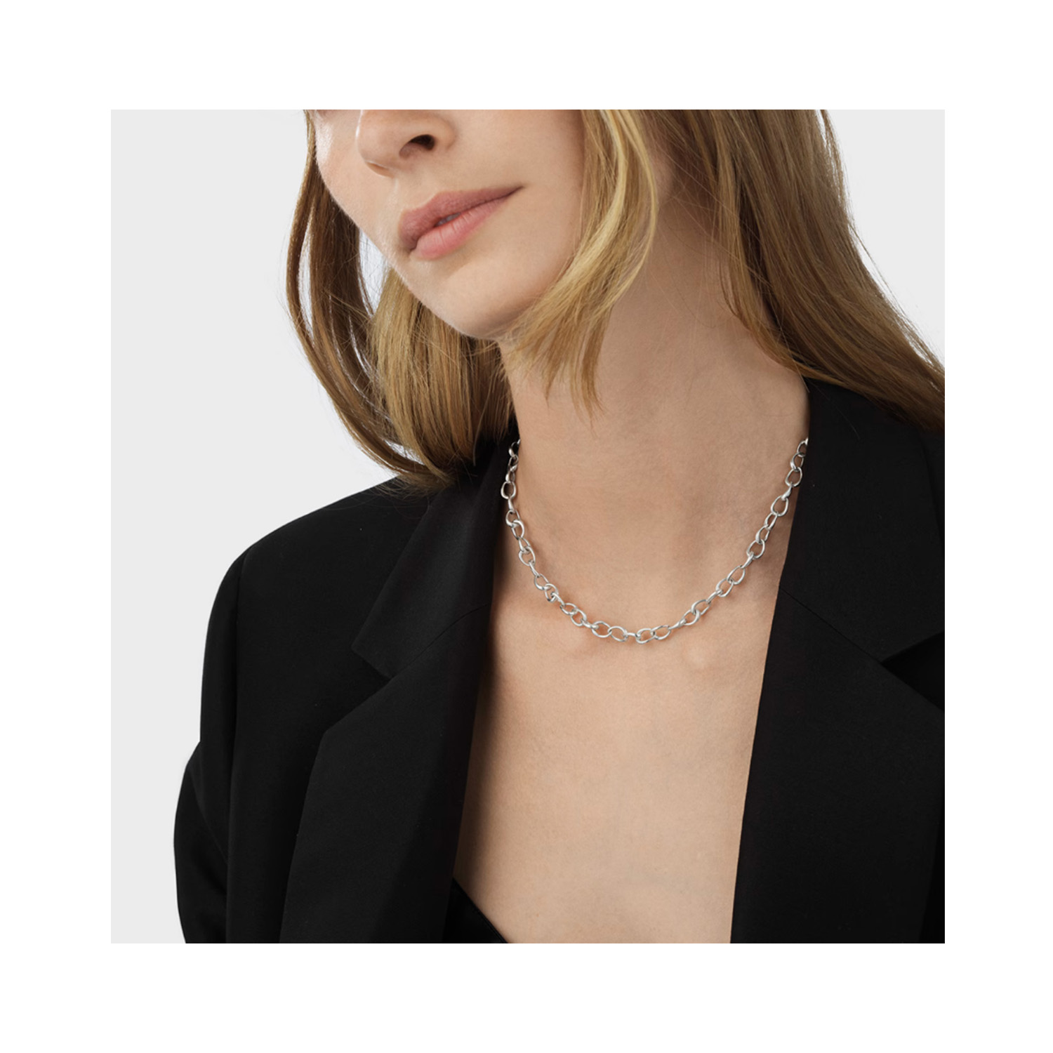 Georg Jensen, Sterling Silver Offspring Small Link Necklace A sterling silver link necklace from Georg Jensen's Offspring collection.