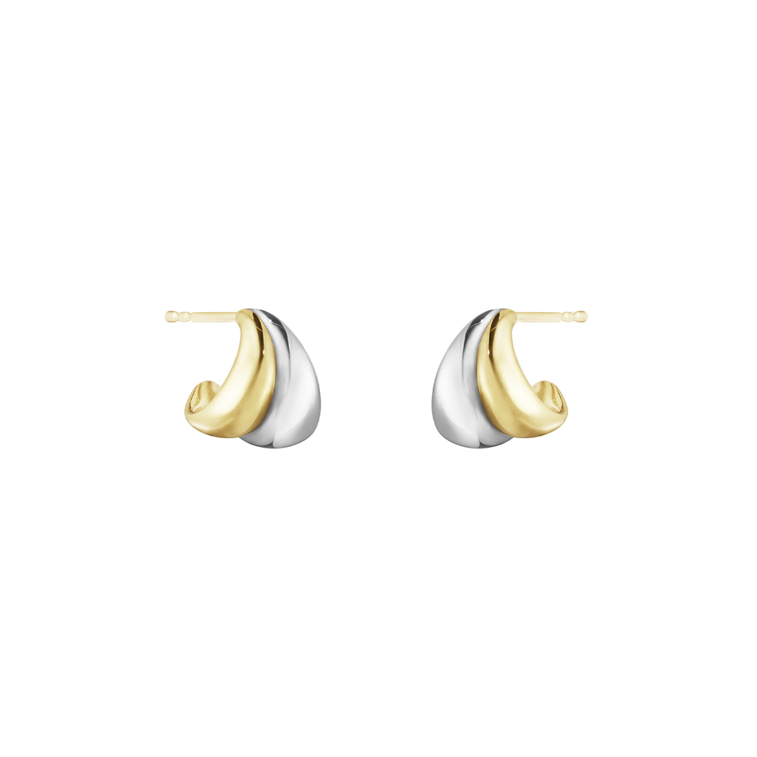 A pair of 18ct yellow gold and sterling silver earrings from Georg Jensen's Curve collection.