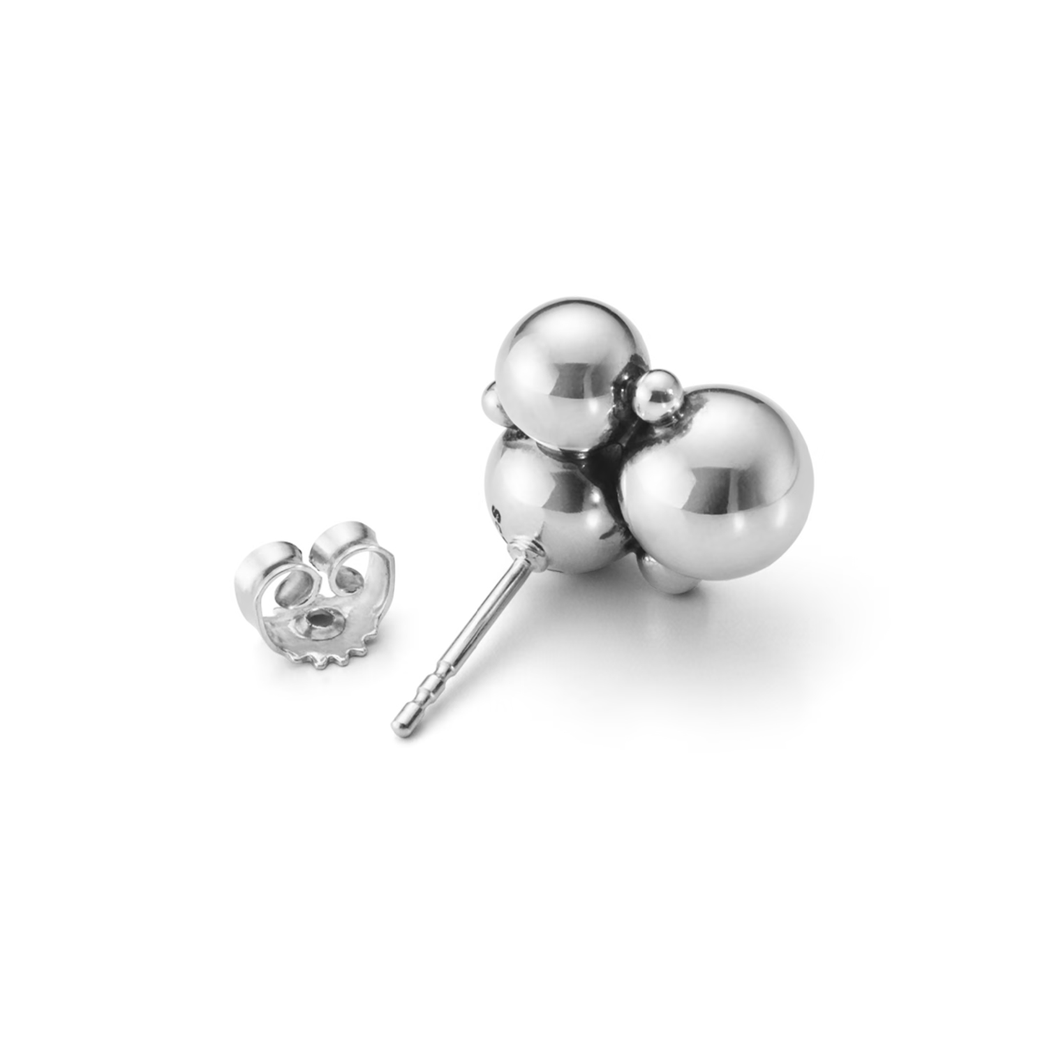 A pair of oxidised sterling silver stud earrings from Georg Jensen's Moonlight Grapes collection, for pierced ears.