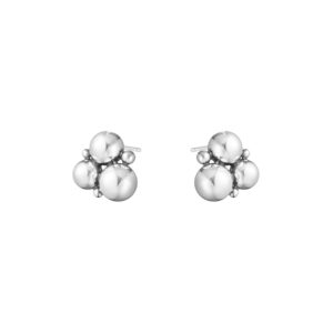 A pair of oxidised sterling silver stud earrings from Georg Jensen's Moonlight Grapes collection, for pierced ears.