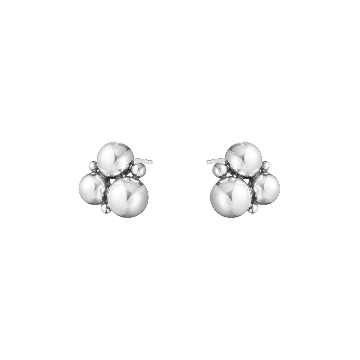 A pair of oxidised sterling silver stud earrings from Georg Jensen's Moonlight Grapes collection, for pierced ears.