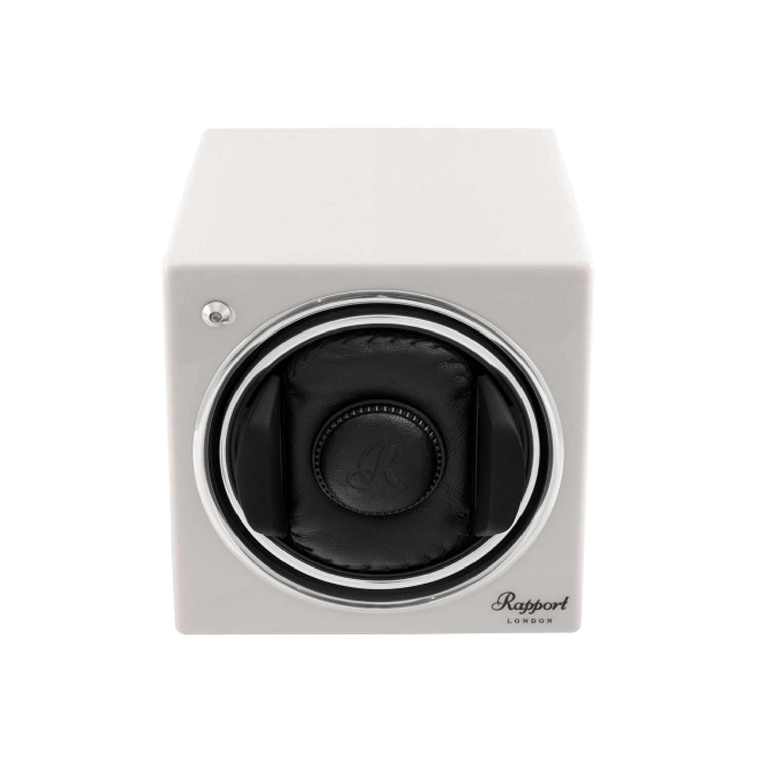 Rapport, Evo Cube Watch Winder in Glacier White An evocube watch winder, crafted in wood finished with lacquer.
