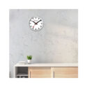Mondaine, Silver Coloured Wall Clock Mondaine, Silver Coloured Wall Clock with a 40cm diameter aluminium case with a quartz battery featuring a three hand white face.