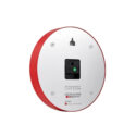 Mondaine, Red Wall Clock with a 25cm diameter aluminium case with a quartz battery featuring a three hand white face.