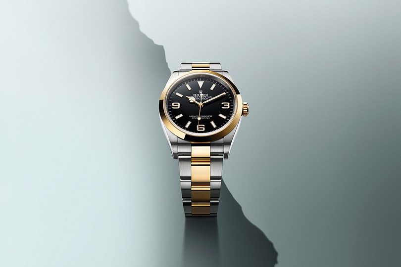 Rolex Explorer on grey background