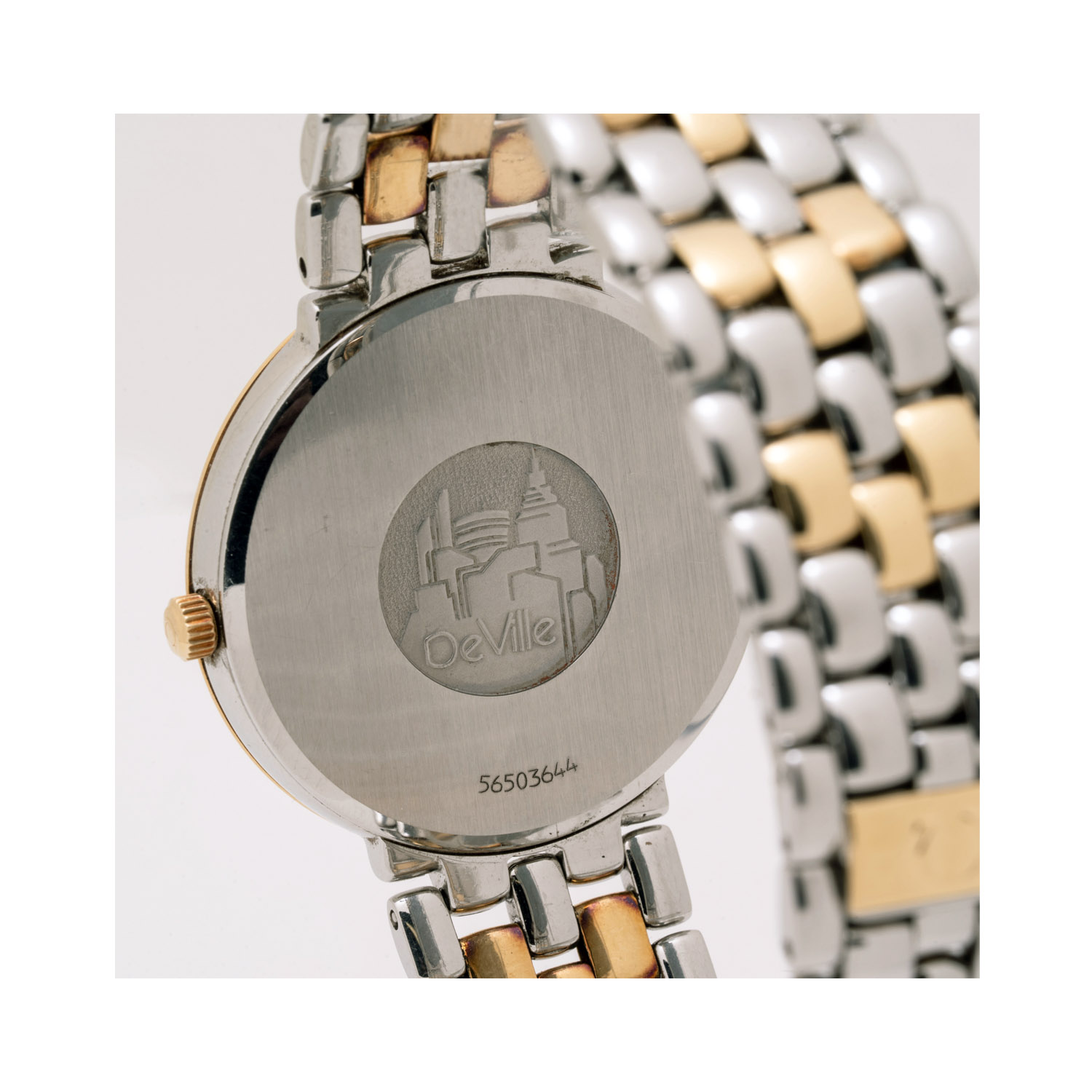 OMEGA, DeVille with a 33mm stainless steel and yellow gold case and bracelet strap featuring a date function and a white, three-handed dial.