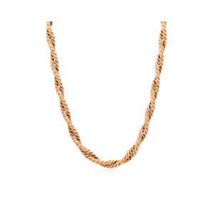 A 9ct yellow gold twisted curb necklace with a clasp at the back.