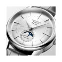 Longines, Flagship Heritage Moonphase, Automatic Men's Watch Longines, Flagship Heritage with a 38.5mm stainless steel case and a grey leather strap featuring a moonphase function and a silver dial.