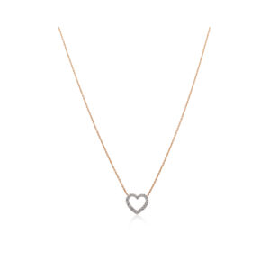 An 18ct yellow gold chain with a white gold diamond set heart pendant.