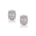 A pair of 18ct white gold marquise and princess cut diamond stud earrings, for pierced ears.