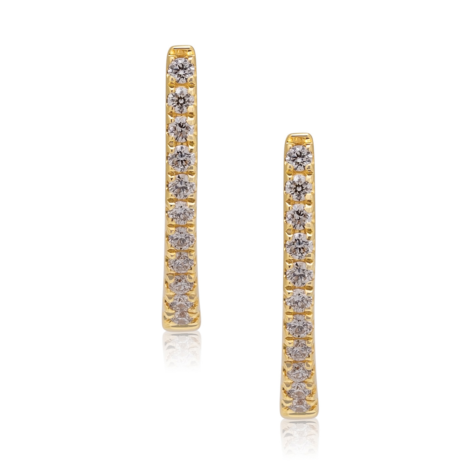 A pair of 18ct yellow gold diamond set hoop earrings, for pierced ears.
