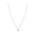 An 18ct white gold four claw diamond set single stone pendant and chain.