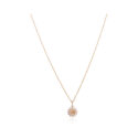 An 18ct yellow gold diamond set circular flower pendant and chain.